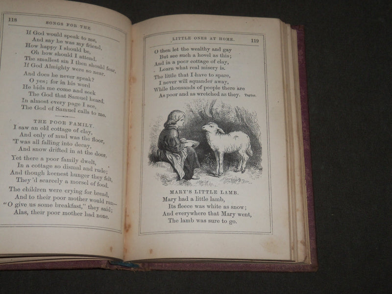 1852 SONGS FOR THE LITTLE ONES AT HOME BOOK - AMERICAN TRACT SOCIETY - KD 4840