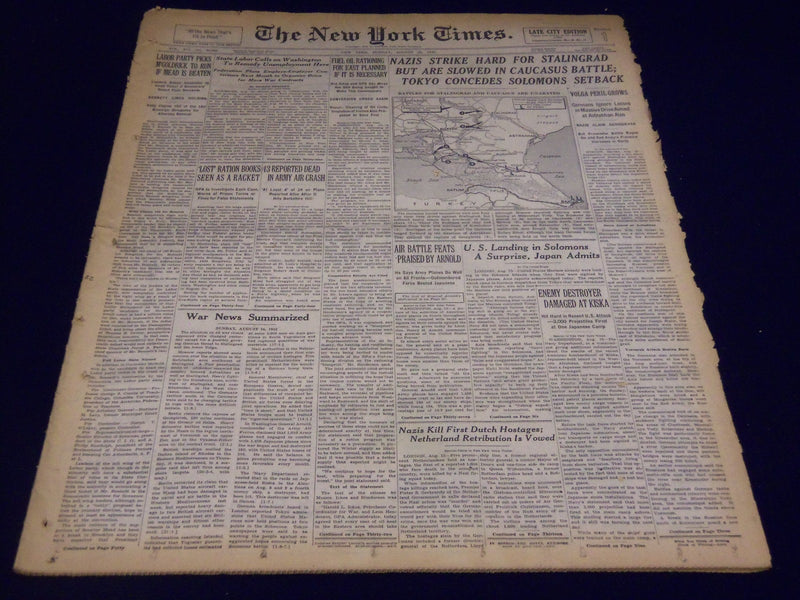 1942 AUGUST 26 NEW YORK TIMES - NAZIS STRIKE HARD FOR STALINGRAD - NT 1547