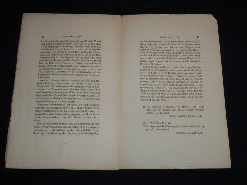 1862 NEW YORK HISTORICAL SOCIETY DECLARATION OF INDEPENDENCE - MASS - J 8882