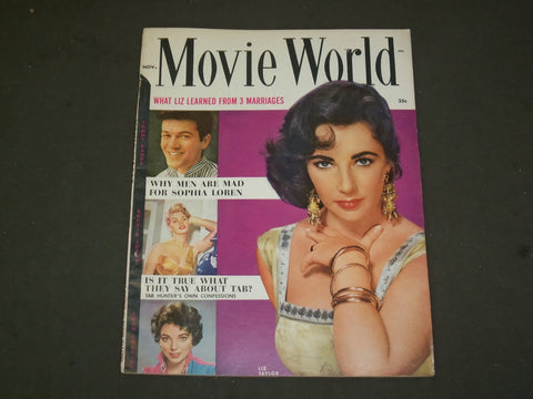 1957 NOVEMBER MOVIE WORLD MAGAZINE - ELIZABETH TAYLOR COVER - M 241