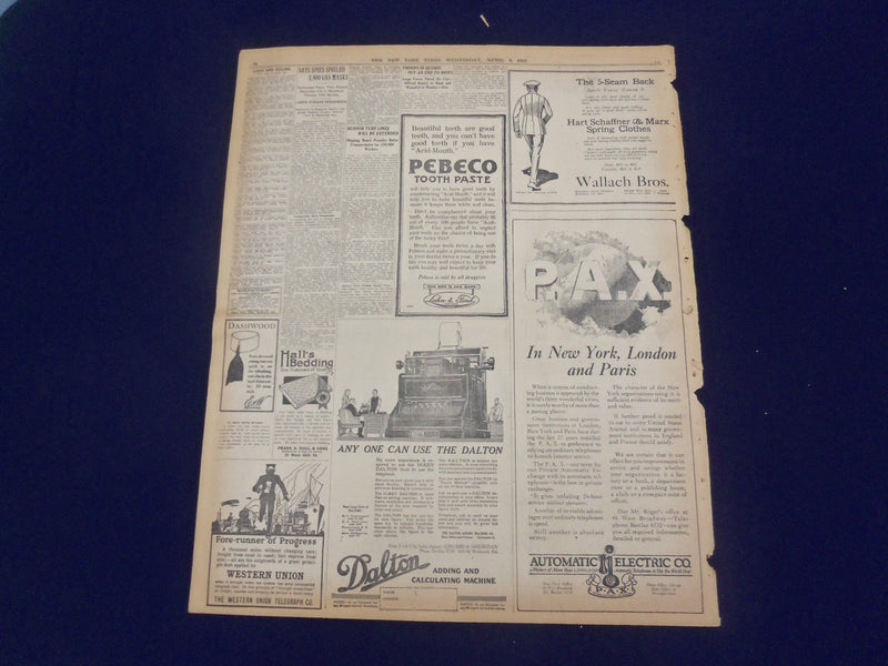 1918 APRIL 3 NEW YORK TIMES - 1,500,000 MORE AMERICANS IN NEW CALL - NT 8200