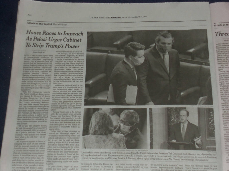 2021 JANUARY 11 NEW YORK TIMES-FLOOD OF FAILURES LET MOB RAMPAGE THROUGH CAPITOL