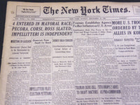 1950 SEPTEMBER 10 NEW YORK TIMES - 4 ENTERED IN MAYORAL RACE - NT 4744