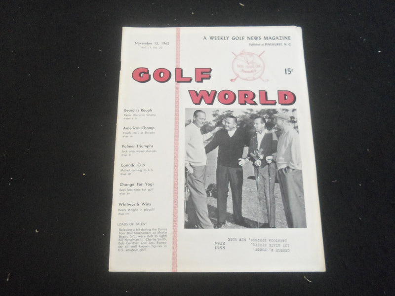 1963 NOVEMBER 15 GOLF WORLD MAGAZINE - B 4370S