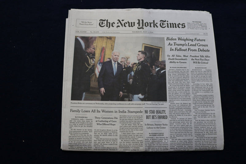2024 JULY 4 NEW YORK TIMES - BIDEN WEIGHING FUTURE AS TRUMP'S LEAD GROWS