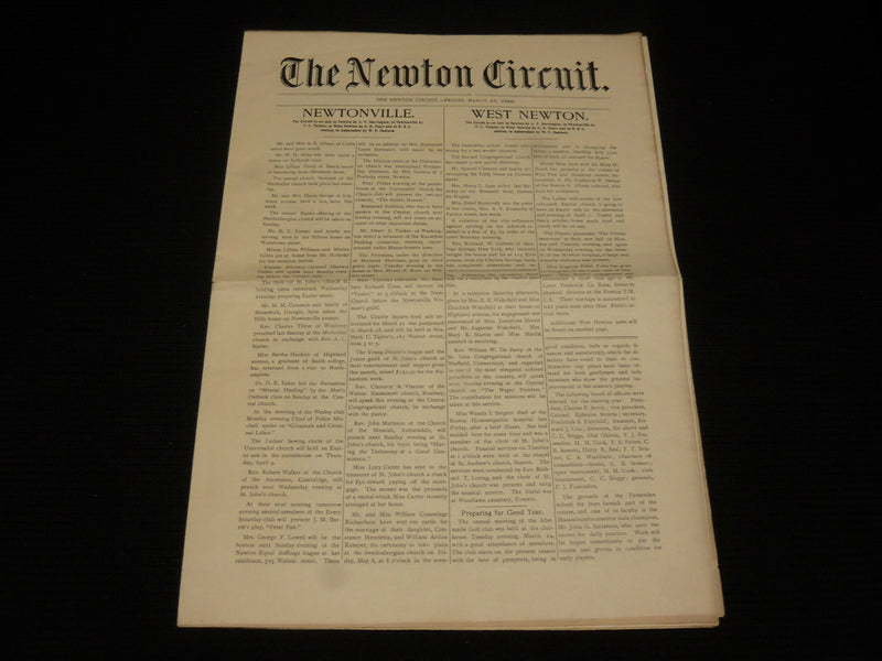 1908 MARCH 27 THE NEWTON CIRCUIT NEWSPAPER - MASSACHUSETTS - NP 4251E