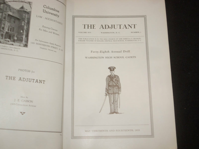 1935 THE ADJUTANT WASHINGTON HIGH SCHOOL CADETS YEARBOOK- WASHINGTON, DC-YB 1991