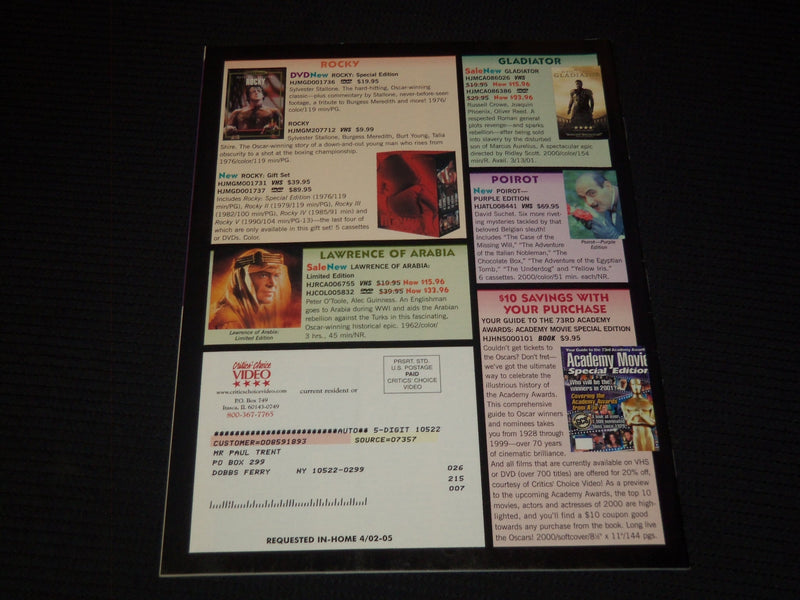 2001 APRIL CRITIC'S CHOICE VDEIO & DVD MAGAZINE - ELIZABETH TAYLOR - E 15946