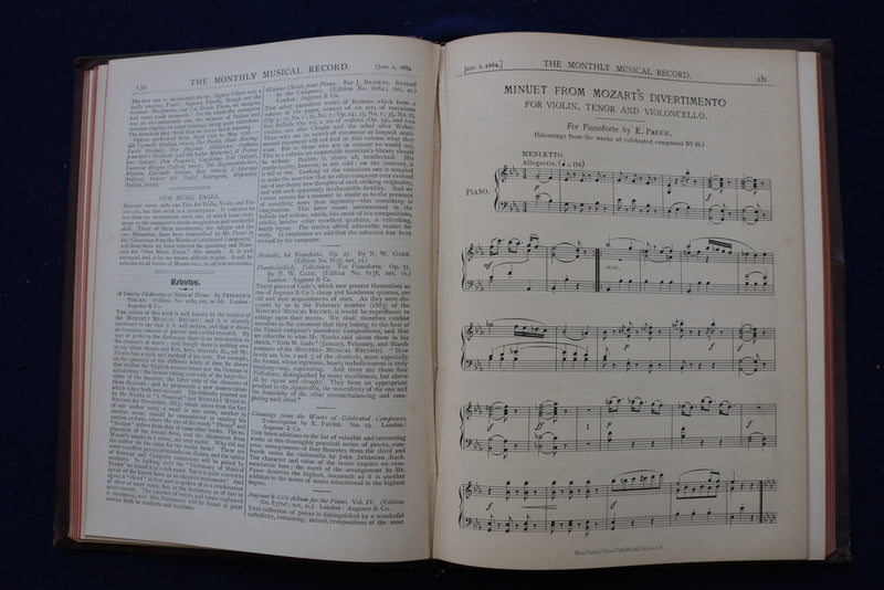1880-1884 THE MONTHLY MUSICAL RECORD HARDCOVER BOUND VOLUMES - LOT OF 2- KD 9540
