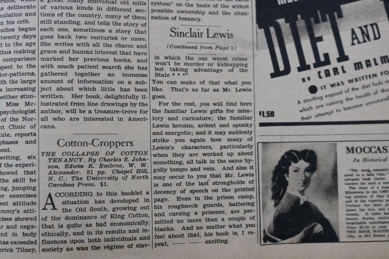 1935 OCTOBER 20 NEW YORK TIMES BOOK REVIEW SECTION - SINCLAIR LEWIS - NP 9168