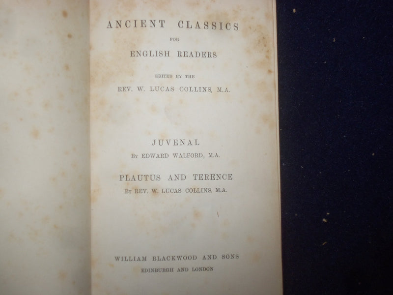 1872-73 JUVENAL-PLAUTIS HARDCOVER BOOK BY L. COLLINS & W. WALFORD - KD 9125