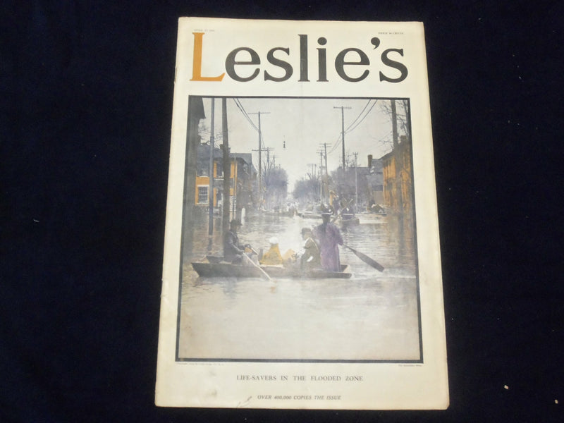 1913 APRIL 17 LESLIE'S WEEKLY MAGAZINE - FLOODED ZONE - ST 6083