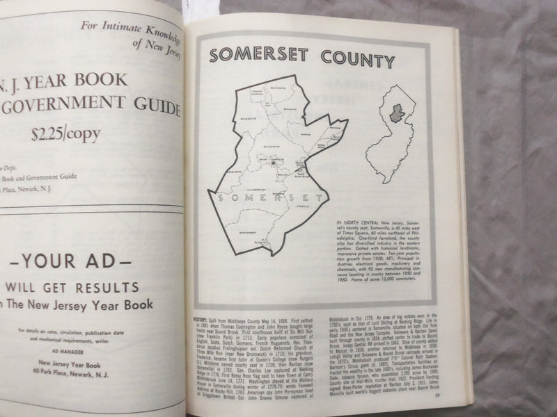 1965 NEW JERSEY YEARBOOK AND GOVERNMENT GUIDE SOFTCOVER BOOK BY - K 269