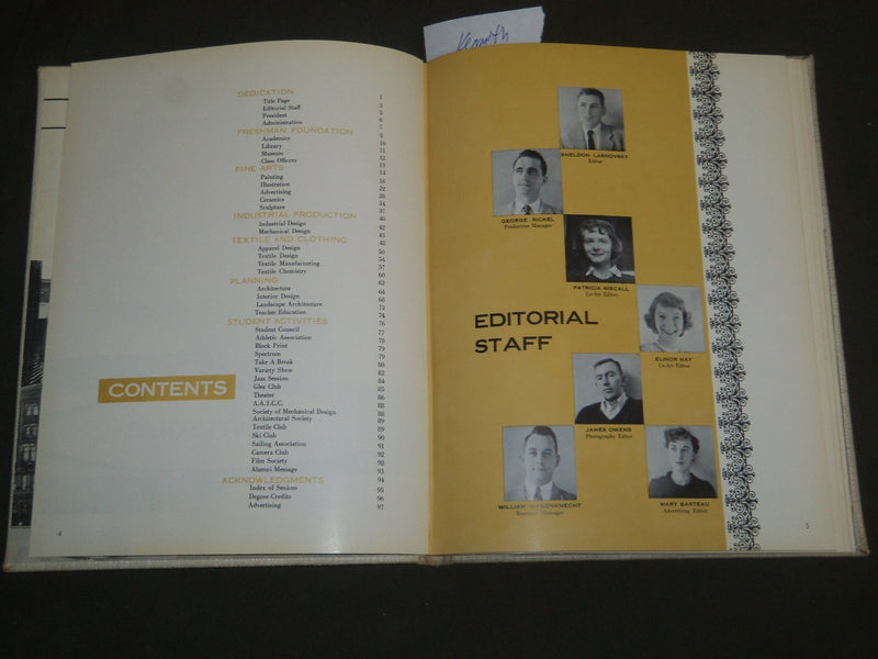 1954 PORTFOLIO-RHODE ISLAND SCHOOL OF DESIGN YEARBOOK- KENNETH JAY LANE- YB 1810
