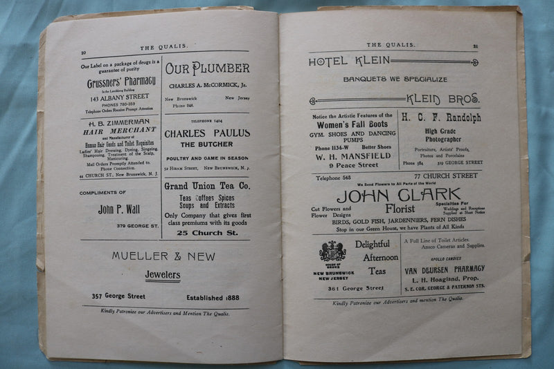 1917 JAN THE QUALIS - MISSES ANABLE'S SCHOOL SOFTCOVER-NEW BRUNSWICK,NJ - K 3347
