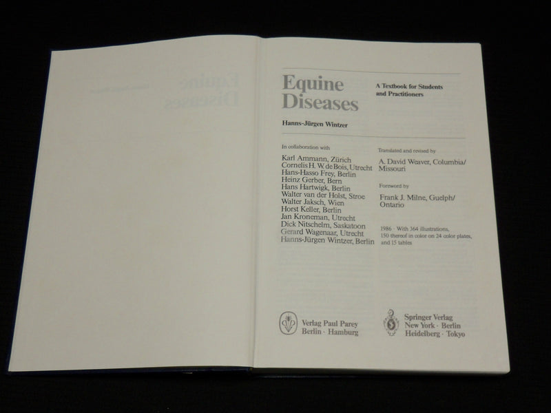 1986 EQUINE DISEASES HARDCOVER BOOK BY HANNS-JURGEN WINTZER - KD 7411