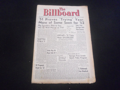 1951 DECEMBER 29 THE BILLBOARD NEWSPAPER - ARTICLES, PHOTOS & ADS - NP 5721