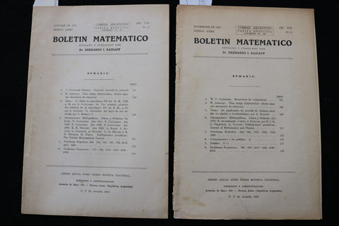 1935 BOLETIN MATEMATICO SOFTCOVER BOOKS -LOT OF 2- BUENOS AIRES-SPANISH - K 2238