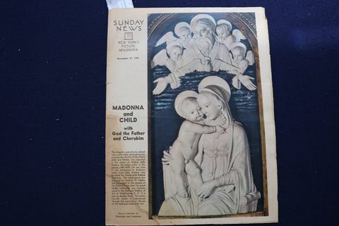 1941 DEC 21 SUNDAY NEWS PICTURE- MADONNA AND CHILD- ST. NICHOLAS POEM - E 22731