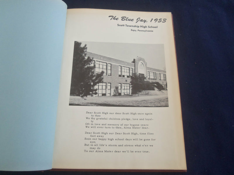 1953 THE BLUE JAY SCOTT TOWNSHIP HIGH SCHOOL YEARBOOK - ESPY, PA - YB 2697