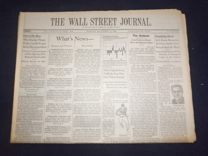 1998 DECEMBER 14 THE WALL STREET JOURNAL - SNAPPLE GETS BACK ITS BUZZ - WJ 93