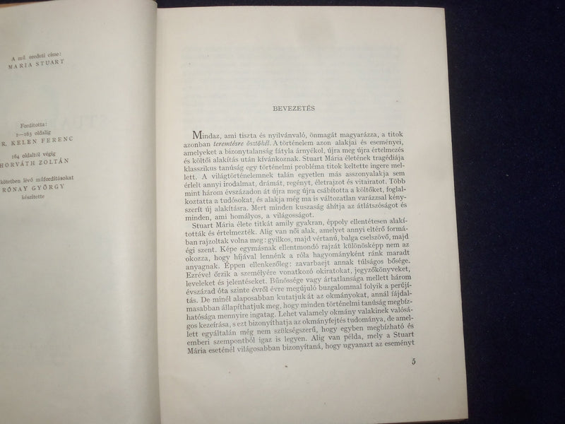 1957 STUART MARIA HARDCOVER BOOK BY STEFAN ZWEIG - HUNGARIAN TEXT - KD 8795