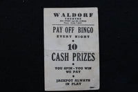 1930'S WALDORF THEATRE BINGO NIGHT CARD - K 1938