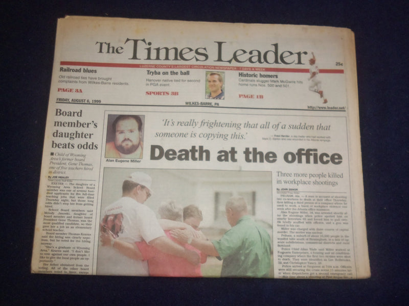 1999 AUG 6 WILKES-BARRE TIMES LEADER - ALAN MILLER, DEATH AT THE OFFICE- NP 8267