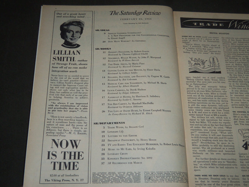 1955 FEB 26 SATURDAY REVIEW OF LITERATURE MAGAZINE - REMATA TEBALDI - ST 4932