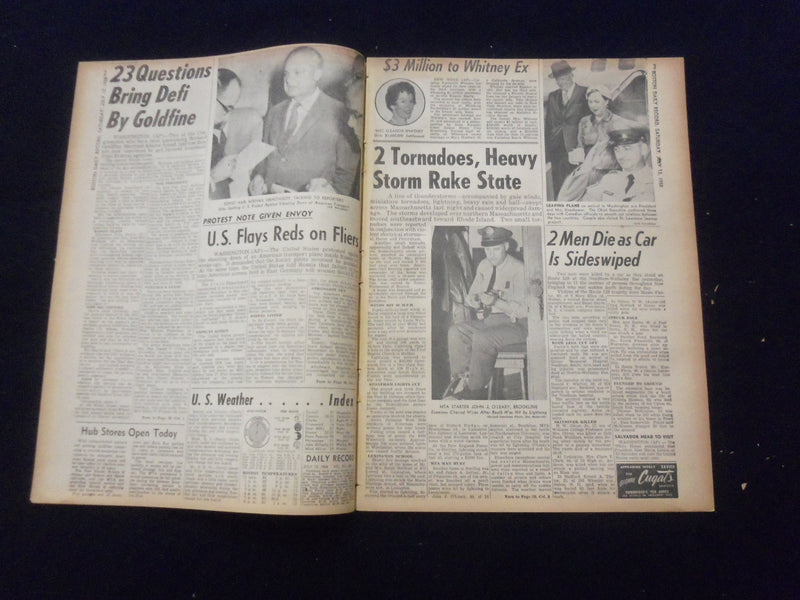 1958 JULY 12 BOSTON DAILY RECORD NEWSPAPER-GOLDFINE DUCKS QUIZ ON LOANS -NP 6354