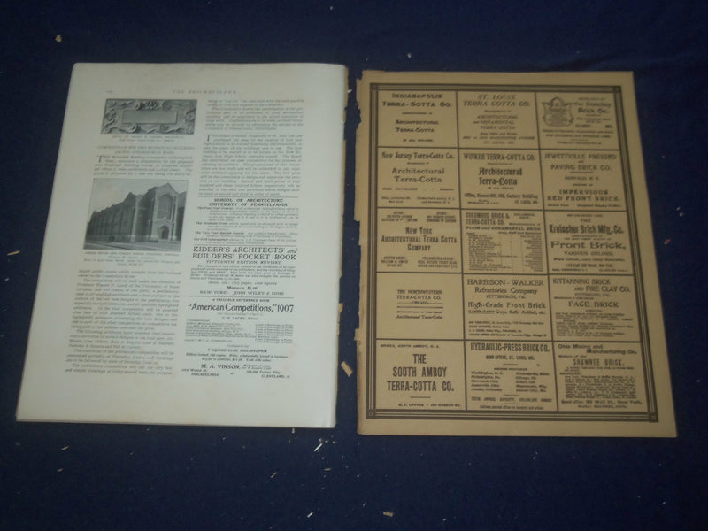 1908 MAY THE BRICKBUILDER MAGAZINE - AN ARCHITECTURAL MONTHLY - ST 258F