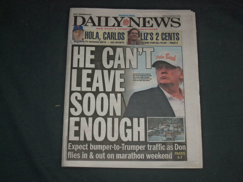 2019 NOVEMBER 2 NEW YORK DAILY NEWS NEWSPAPER - TRUMP TO BECOME FLORIDA RESIDENT