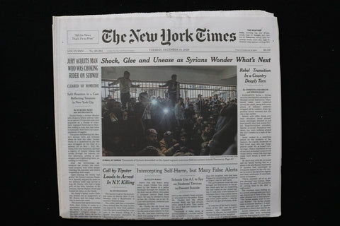 2024 DEC 10 NEW YORK TIMES- SHOCK, GLEE AND UNEASE AS SYRIANS WONDER WHAT'S NEXT