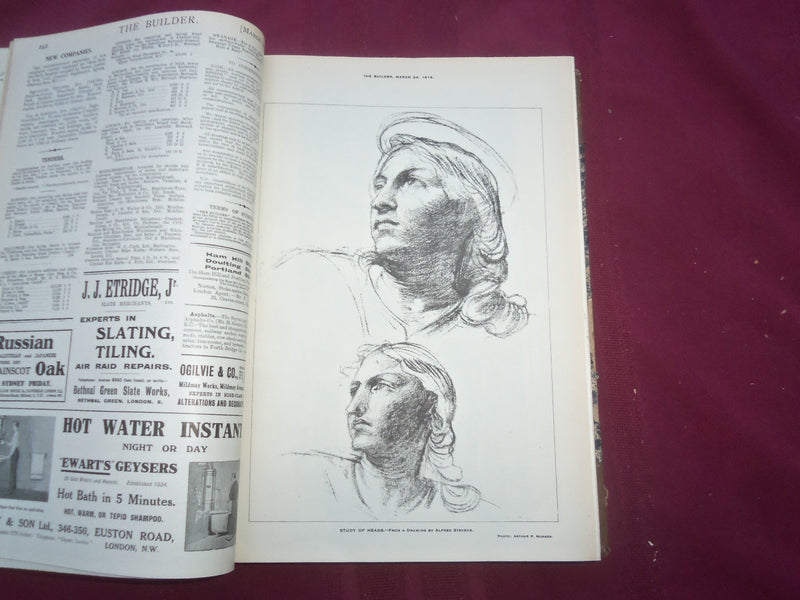 1916 JAN-DEC THE BUILDER U. K. MAGAZINE BOUND VOLUMES - 2 VOLS - FOLD OUTS- C 38