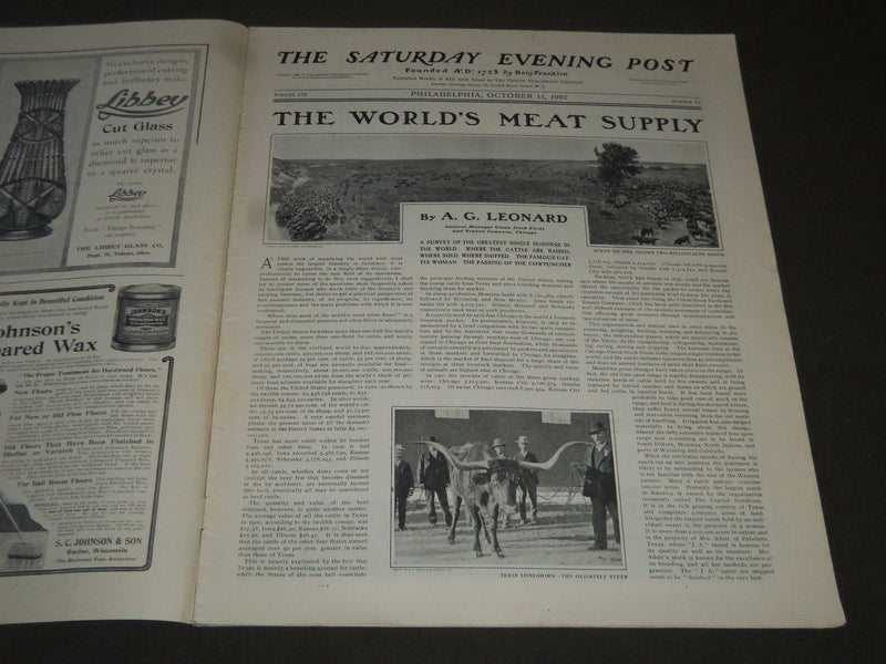 1902 OCTOBER 11 THE SATURDAY EVENING POST MAGAZINE - ILLUSTRATED COVER- SP 1062