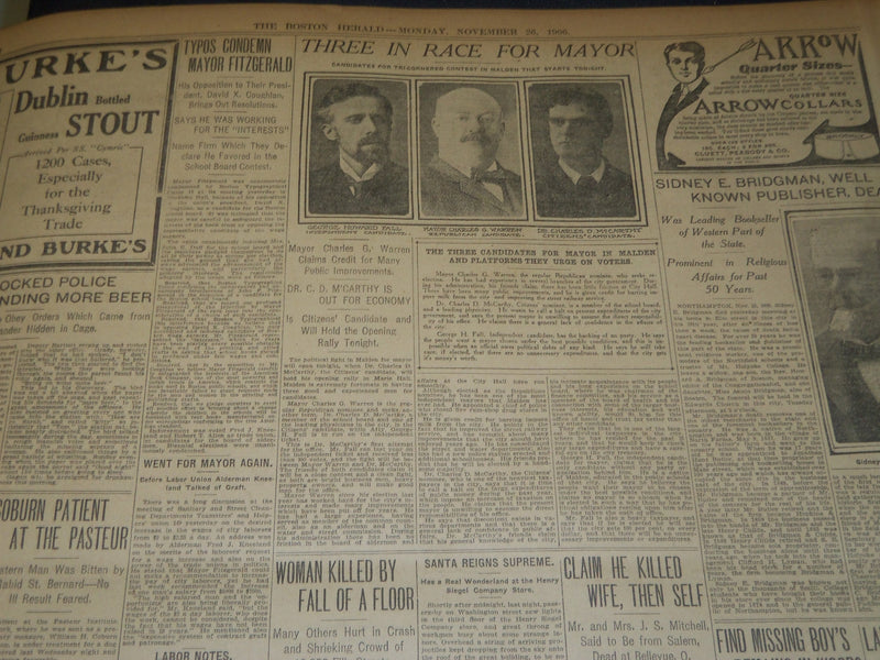 1906 NOVEMBER 26 THE BOSTON HERALD - PEARY FAVORS AERIAL VOYAGE TO POLE - BH 125