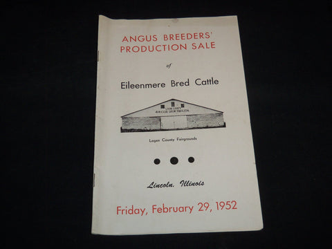 1952 EILEENMERE ABERDEEN-ANGUS BREEDERS' CATTLE SALE CATALOG - ILLINOIS - J 9111