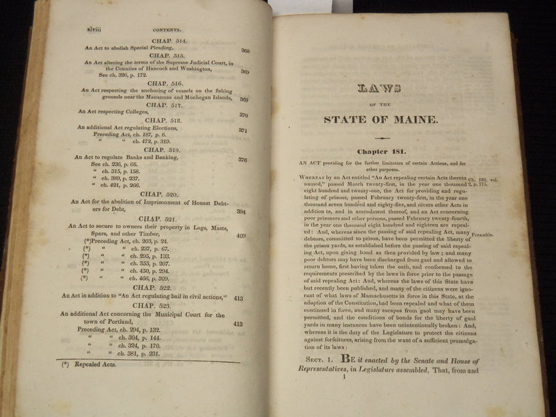 1831 LAWS OF THE STATE OF MAINE VOLUME NO. 3 - PORTLAND - KD 6263F