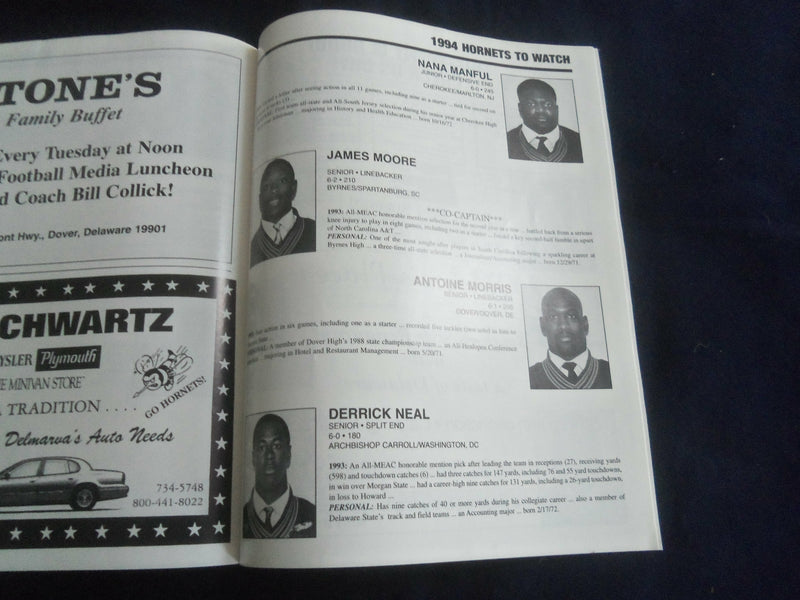 1994 SEP 3 FOOTBALL PROGRAM -DELAWARE STATE UNIV VS CHEYNEY STATE UNIV- SP 1217A