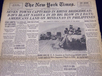 1945 MARCH 12 NEW YORK TIMES - 7 TOWNS CAPTURED IN RHINE BRIDGEHEAD - NT 384