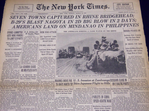 1945 MARCH 12 NEW YORK TIMES - 7 TOWNS CAPTURED IN RHINE BRIDGEHEAD - NT 384