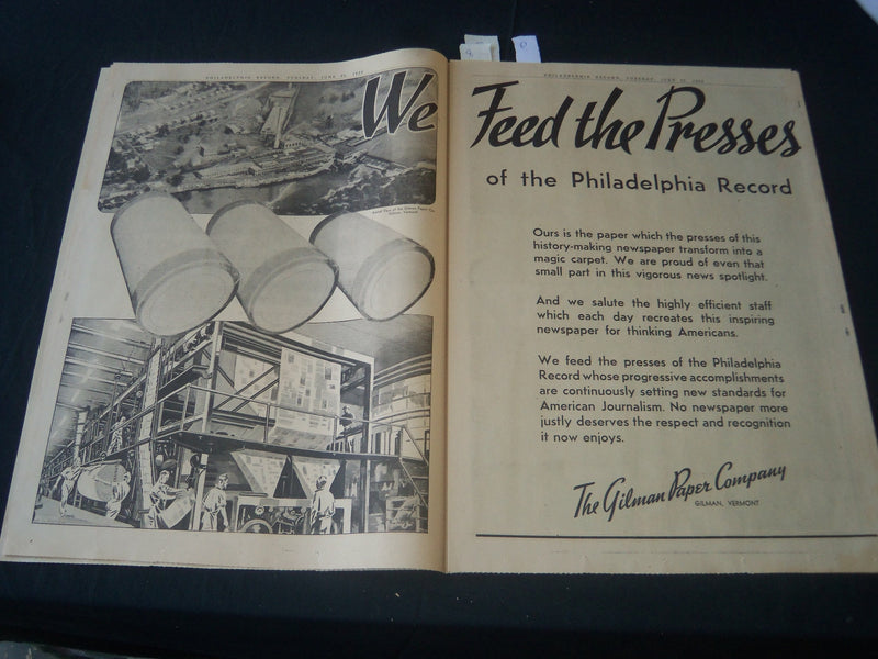 1936 JUNE 23 PHILADELPHIA RECORD DEMOCRATIC NATIONAL CONVENTION SECTION- NT 7238
