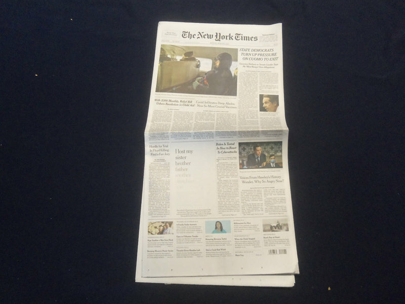 2021 MARCH 8 NEW YORK TIMES - STATE DEMOCRATS TURN UP PRESSURE ON CUOMO TO EXIT