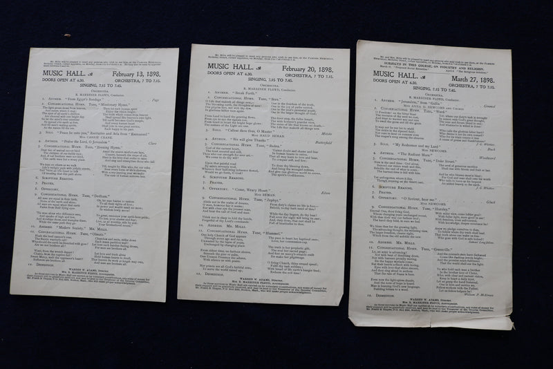 1897-1898 BOSTON MUSIC HALL PROGRAMS - LOT OF 19 - R. MARRINER FLOYD - K 1634