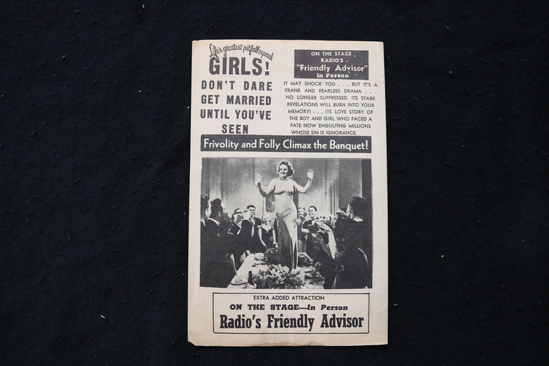 1937 MARRIAGE FORBIDDEN MOVIE PROGRAM - STRAND THEATRE - HUDSON, NY - K 1853
