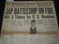 1941 DEC 11 PHILADELPHIA INQUIRER NEWSPAPER - JAP BATTLE SHIP ON FIRE - NT 7510