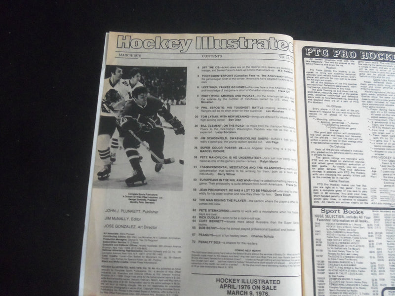 1976 MARCH HOCKEY ILLUSTRATED MAGAZINE-ESPOSITOIN COVER- DIONNE POSTER - B 6235H