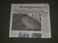 2015 NOV 16 NEW YORK TIMES-FRANCE STRIKES ISIS TARGETS IN SYRIA FOR PARIS ATTACK