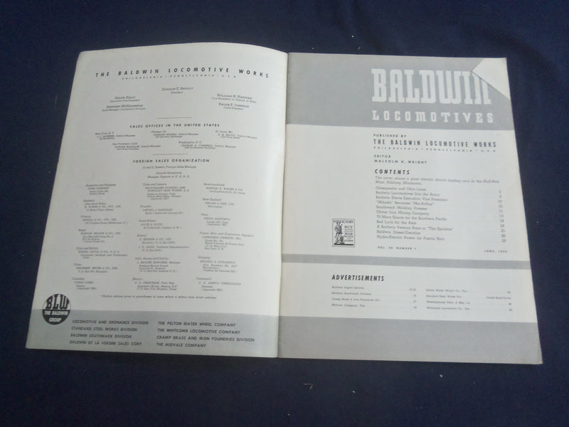 1942 JUNE BALDWIN LOCOMOTIVES MAGAZINE - GREAT COVER AND PHOTOS - SP 6482M