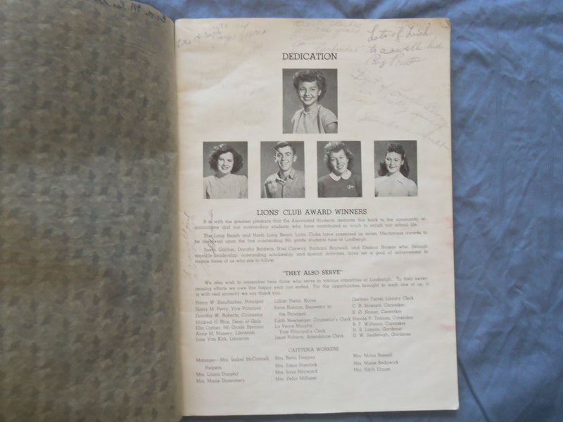 1947 LINDY LORE LINDBERGH JUNIOR HIGH SCHOOL YEARBOOK - LONG BEACH, CA - YB 3380
